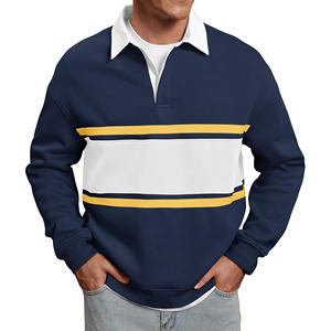 Chemises de rugby pour hommes en toile 100% coton, poids lourd, manches courtes, séchage rapide, vêtements de rue formels, sweat-shirt - Product Image 2