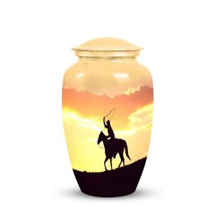Silueta de urnas de recuerdo funerario de jinete de caballo para cenizas humanas Urna de cremación masculina y femenina Cenizas humanas para adultos Tamaño personalizado para adultos - Product Image 1