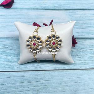 High Quality Designer Kundan Brass Gold Chain <b>Bracelets</b> Beautiful Flower Pattern Design <b>Bracelets</b> for Wedding Party and Decor - Product Image 4