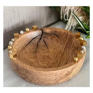 Bol décoratif en bois massif avec support pour figures humaines dessus de table poli pour fournitures d'hôtel ou usage domestique à un prix économique - Product Image 6