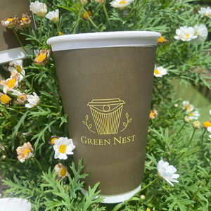 GREEN NEST Custom Logo Printed PE Coated Disposable Single Wall Paper <b>Cups</b> Flexographic Printing for Cafe <b>Takeaway</b> Beverages - Product Image 1