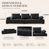 Canapé moderne en cuir véritable écologique avec assise matelassée, dossier réglable en éponge, en forme de L, idéal pour appartements et hôtels
