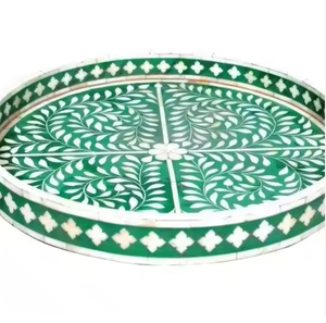 Plateau de service en incrustation d'os de taille personnalisée le plus vendu plateau Rectangle artisanal en nacre pour les mariages en gros pour l'exportation en inde - Product Image 1