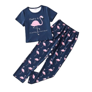 Conjunto de ropa de dormir cómoda informal de verano de 3 piezas de algodón para mujer Camiseta de manga corta con estampado personalizado Cintura elástica Otoño Primavera - Product Image 5