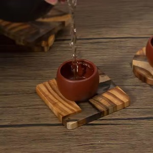 New Design Solid Wood Flower <b>Crystal</b> Epoxy Resin Coaster Set for Home Decoration Resin & Wood Coasters - Product Image 5