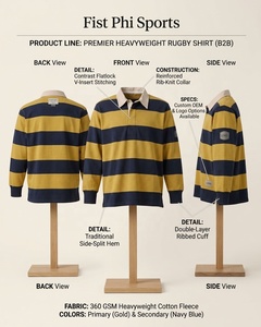 Maillot de rugby oversize colorblock style preppy pour une esthétique universitaire haut de gamme, tricoté 100% coton respirant unisexe - Product Image 4