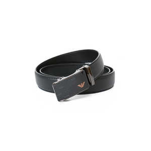 Cinturón de cuero genuino de moda vintage de lujo para hombre hebilla de aleación de cobre latón plateado automática de cuero de vaca negra personalizada disponible - Product Image 2