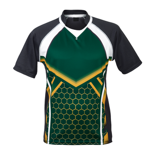 Vente en gros de maillot de rugby pour hommes dernière conception de maillot de sport col en V couleur unie chemise sublimée personnalisable au nom de l'équipe - Product Image 1