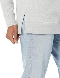 Femmes ouvert-cou polaire tunique sweat décontracté coupe régulière pull vêtements de détente tricoté tissu pour automne printemps en gros - Product Image 4