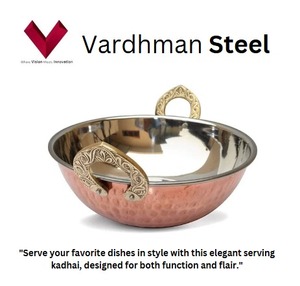 Kadai en acier inoxydable de style classique avec placage de cuivre pour la cuisson de la friture à l'étouffée faisant du curry poêle à frire en métal durable - Product Image 2