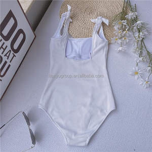Traje de baño para mujeres americanas de exportación, traje de baño marrón de Seersucker, traje de baño sólido, traje de baño Halter sin espalda, traje de baño elegante para mamá - Product Image 2