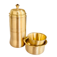 Ensemble de Dabara en Laiton PURI avec Petite Cuillère 200ML Finition Brillante Ensemble de Café Filtre Indien du Sud Qualité d'Exportation Artisanat Indien Traditionnel