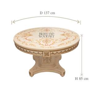 Mesa de Entrada Clásica de Lujo en Color Marfil, Latón y Madera - Product Image 5