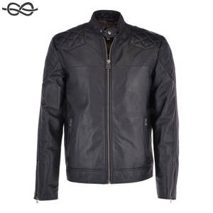 Premium personalizar chaqueta de motorista de cuero para hombre negro elegante duradero atemporal chaqueta de cuero Vintage para hombres - Product Image 1