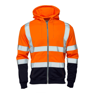 Customized Logo Hi Vis Hoodie with Reflective Tape Zipper Closure & Front Pockets Breathable <b>Waterproof</b> Fire Safety <b>Clothing</b> - Product Image 1