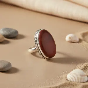 Bague en jaspe rouge pour femme, plaquée or rose 18 carats - Product Image 3