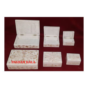 Rectangle Shape Natural <b>White</b> Marble Mother Of Pearl Inlay Jewellery <b>Box</b> Handmade Flower Design Used Jewelry Packing And <b>Gifting</b> - Product Image 1