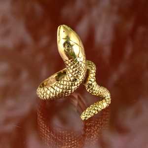 18k <b>Gold</b> Plated Snake <b>Ring</b> Brass Gothic Textured Serpent Snake Wholesale <b>Ring</b> For Women - Product Image 2