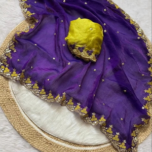 Vải fending voan với Fancy thủ công & Fancy chuỗi làm việc với Fancy C pallu Biên Giới & Fancy làm việc áo hoàn hảo - Product Image 1