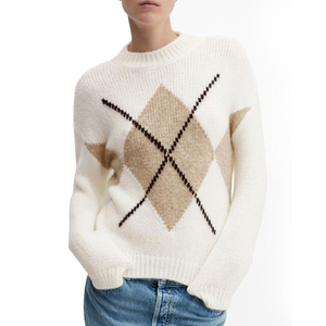 เสื้อสเวตเตอร์แขนยาวของผู้หญิงผ้านิ่มระบายอากาศได้ดีชุดฤดูหนาวที่มีลวดลายสีพื้นสวยงาม - Product Image 6