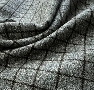 Tela para abrigo de invierno que se adapta a Fancy Yarn Jacquard Plaid Venta al por mayor Colorido Metálico Poliéster Check Stretch Tweed Woven 100D