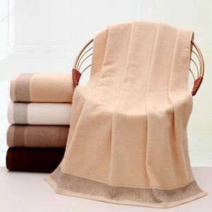 Beige Cotton Towel Set Woven Solid Color Rectangular Home Use Skin-Friendly Towels - Product Image 2