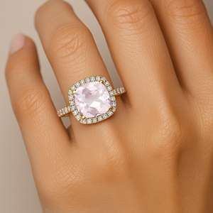 Pink Morganite 14K White Rose Gold <b>Wedding</b> Engagement <b>Ring</b> 7mm Round Cut OEM ODM Party - Product Image 2