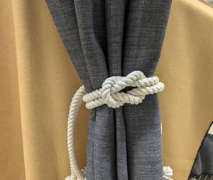 <b>Curtain</b> holdback - Nautical style - <b>White</b> cotton rope <b>curtain</b> ties - Double square knot, Handmade - Product Image 4