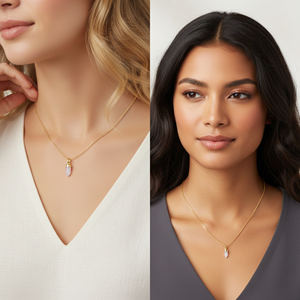 <b>Rose</b> Quartz Small Bullet Shape <b>Gold</b> Plated Pendant Sterling Silver <b>Chain</b> <b>Necklace</b> for Engagement Wedding & Party - Product Image 6