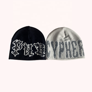Gorro de punto con bordado 3D adornado con diamantes de imitación Unisex Y2K Streetwear Crystal Letter Heart Design Winter Hat Custom Logo - Product Image 5