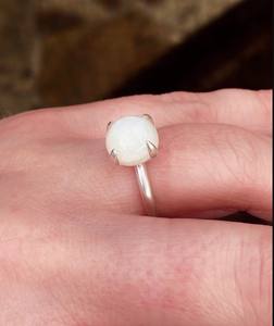 Sólido 925 plata esterlina genuino Arco Iris piedra lunar 12mm cabujón bisel ajuste clásico Unisex anillo joyería hecha a mano - Product Image 4