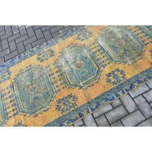 Alfombra de pasillo vintage de 3.5x9.9 pies, alfombra turca, alfombra azul con lunares - Product Image 5