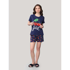 Conjunto de Shorts de 2 Piezas para Mujer, Color Azul Marino, 100% Algodón, Estilo Casual, Jersey Suave - Product Image 5