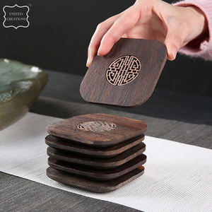 Dessous de verre en bois d'acacia gravé sur mesure avec support en bois Dernier design Tapis et tampons de style classique - Product Image 4