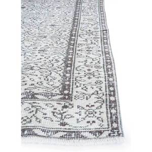 Tapis en laine noués à la main gris et noir vintage, nouveau tapis en laine fait main pour la maison, pour le salon, le couloir, rectangulaire, motif médaillon abstrait - Product Image 4