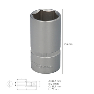 Chiave a Bussola Esagonale 1/2" Lunga 30 mm - Product Image 2