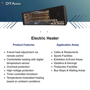 Máy sưởi điện hồng ngoại 2000W Đèn <span class=keywords><strong>halogen</strong></span> gắn tường ngoài trời Chiếu sáng Điều khiển từ xa Tiết kiệm năng lượng cho quán cà phê Sân thượng - Product Image 2