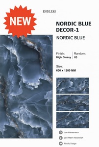 Carreaux de porcelaine hautement brillants 600X1200 MM Espaces muraux et de déclaration de luxe pour les applications de villa d'hôtel de centre commercial de salle de bains - Product Image 2