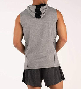 Débardeur de fitness tricoté sans manches pour homme avec capuche en maille respirante Logo personnalisable Débardeur décontracté respirant - Product Image 4