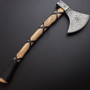 Handmade Industrial Grade Damascus Steel <b>Axe</b> with Custom <b>Wood</b> Handle Premium Outdoor Tool From Pakistan - Product Image 6