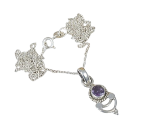Colgante de cadena de piedras preciosas de Plata de Ley 925 con amatista púrpura cortada con cadena, joyería hecha a mano, regalo de piedra Natural para cumpleaños - Product Image 1