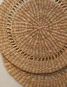 Napperon en jonc de mer noir intemporel tissé à la main tapis de Table rond naturel napperon décoratif pour la cérémonie de mariage ou la décoration intérieure - Product Image 5