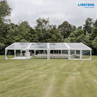 Tente de mariage transparente en forme de A, grande structure en aluminium romantique pour l'extérieur, imperméable, pare-soleil, chapiteau d'événement B1 ignifuge, personnalisable