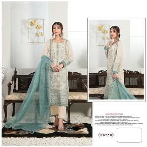 Traje de estilo pesado Georgette bordado Sal-War colección pakistaní para venta en línea - Product Image 2