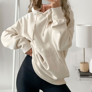 Vente en gros de sweat à capuche surdimensionné pour femmes pull en molleton de coton épais chaud coupe ample épaules tombantes manches longues doux confortable - Product Image 3