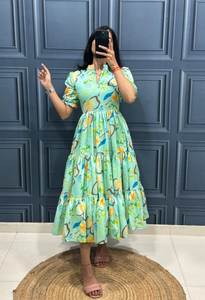 Vestido Kurti de Mujer para Fiesta en la Playa, Tela de Seda Georgette, Bordado Intenso, Estampado Floral, Protección Solar, Largo hasta la Rodilla, en Oferta - Product Image 4