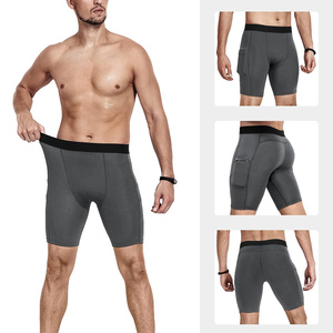 Short de compression personnalisé OEM pour hommes avec impression de logo en tissu de gymnastique respirant et extensible et options de marque de distributeur - Product Image 2
