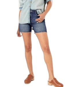 Pantalones cortos de mezclilla azul sólido antiarrugas ecológicos de alta calidad para mujer - Product Image 1