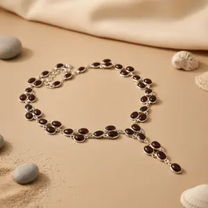 Women's 925 Silver Gemstone <b>Statement</b> Jewelry Fashion Beaded <b>Necklace</b> - Product Image 2