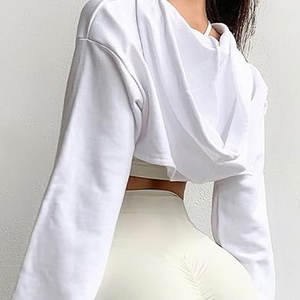 Servicios OEM 2025 último diseño mujeres corte corto sudaderas con capucha transpirable Anti-pilling mujeres mejor venta corte corto sudaderas con capucha para mujer - Product Image 2